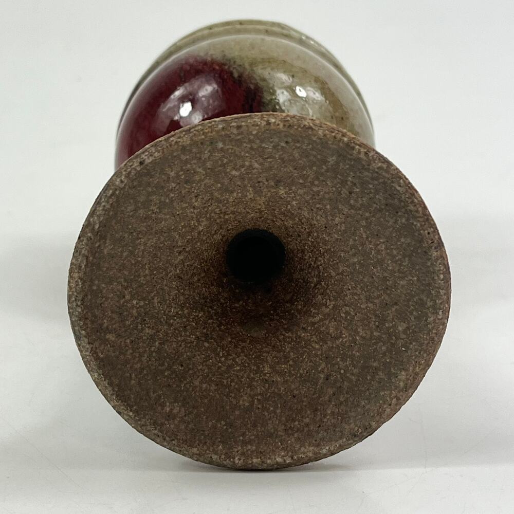Vintage Red Brown Drip Glaze Stoneware Goblet Chalice Studio Art Pottery Decor - Picture 5 of 11